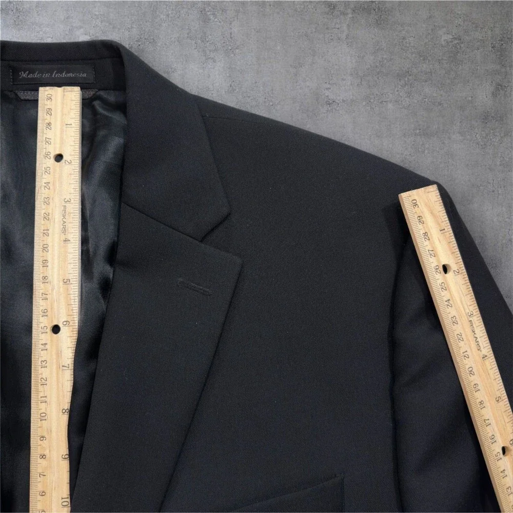 $395 RALPH LAUREN Mens Blazer Sport Coat Two Button Jacket 44R Black Wool 1-Vent